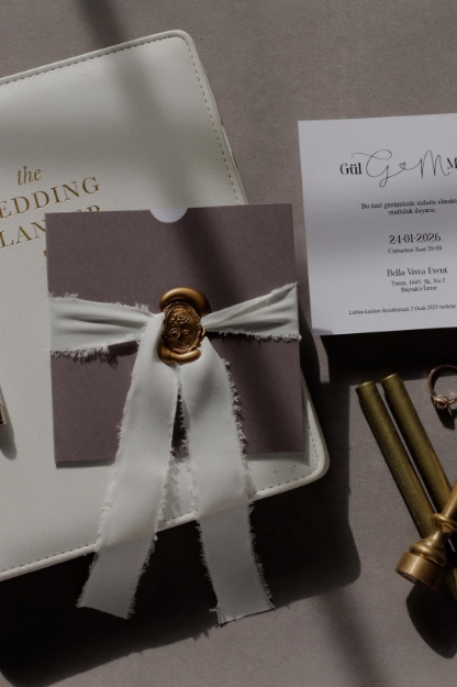 Mini Gri Sera Davetiye resmi